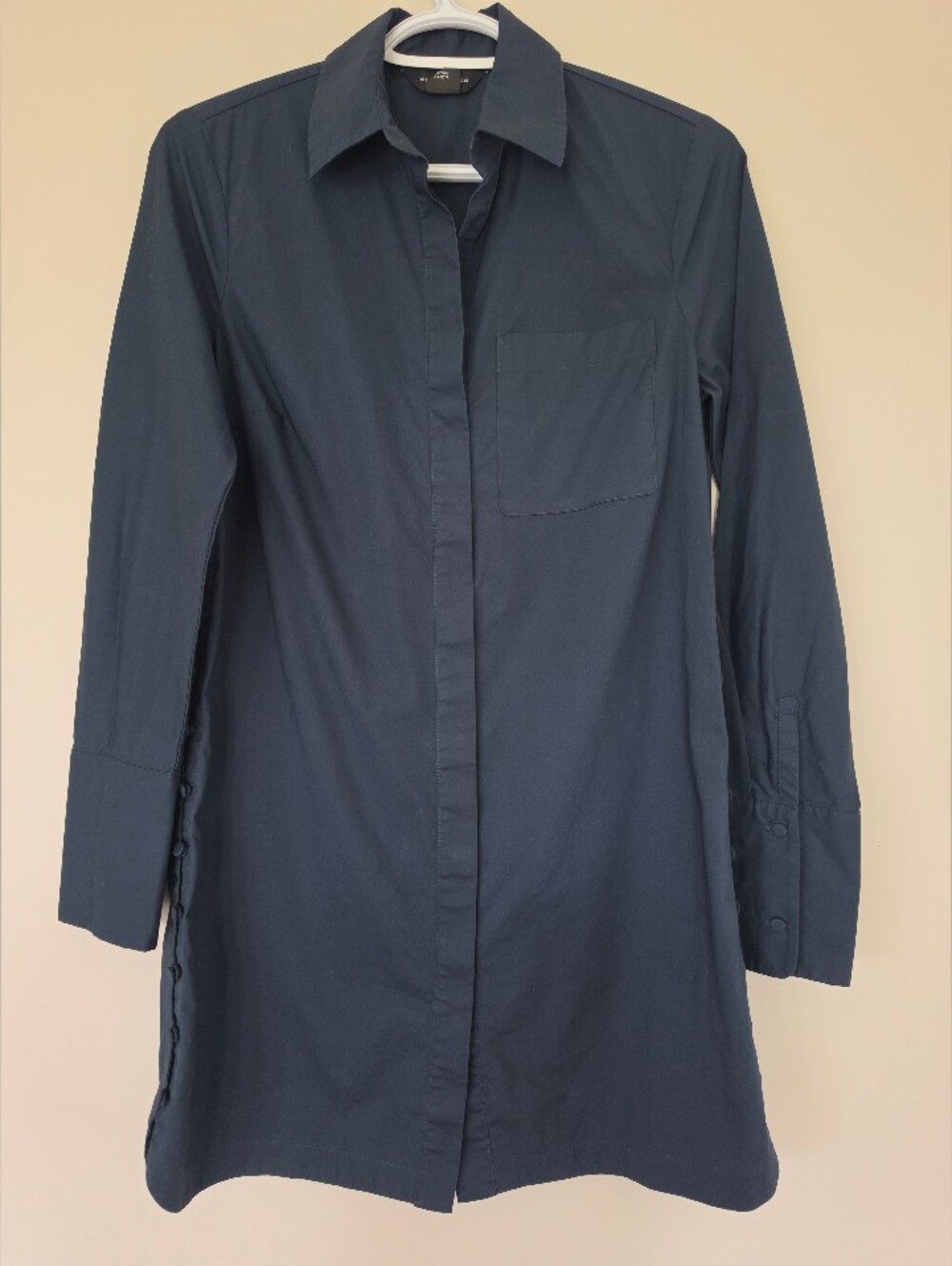 Club Monaco Navy Blue Long Sleeve Tunic Shirt. Oversized Size 00 Navy Blue.